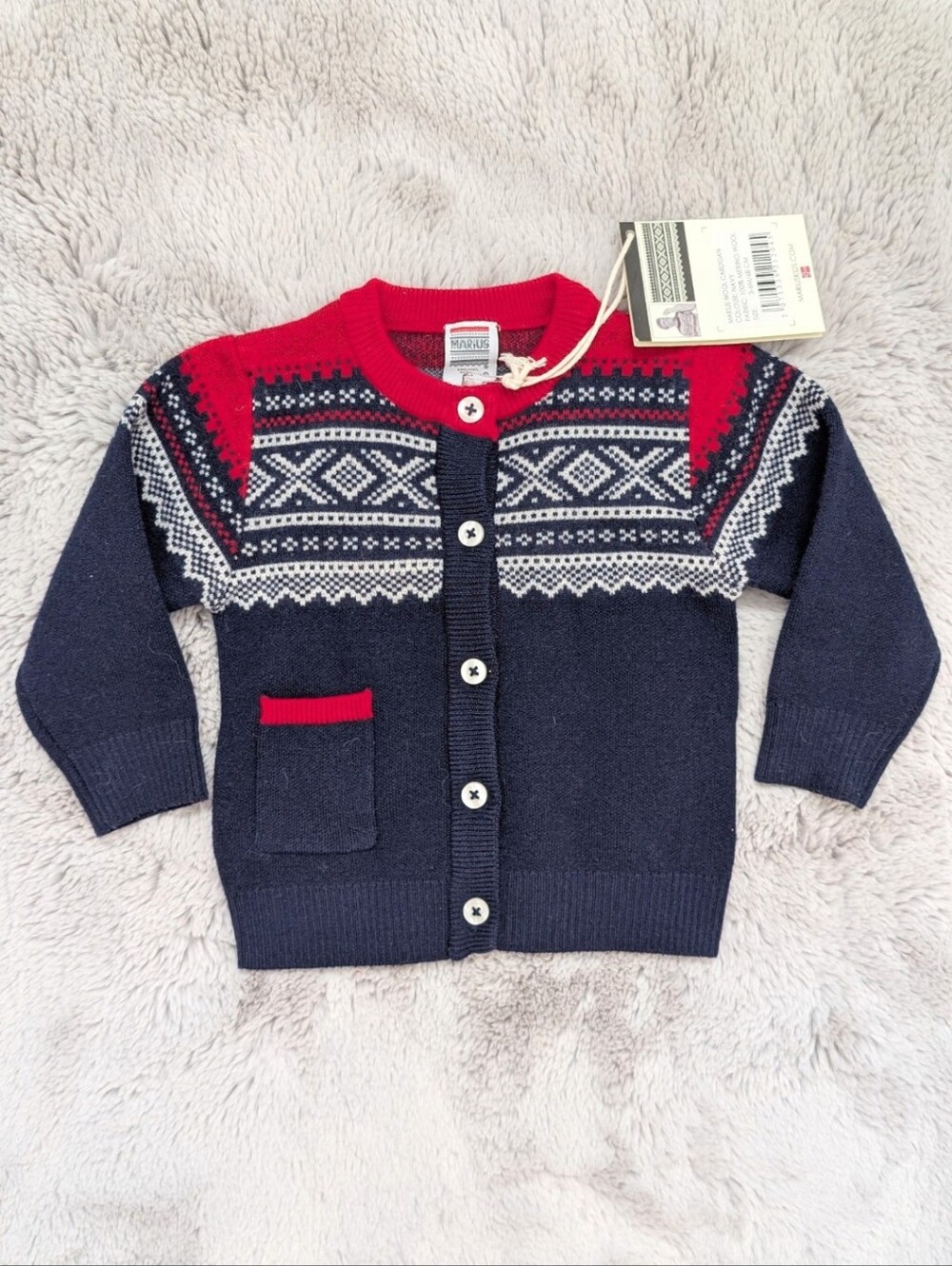 NWT Marius Of Norway 100% Merino Baby Cardigan [3-6mo]